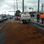 DIÉSEL DERRAMADO PROVOCA ACCIDENTE.