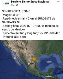 SE REGISTRA SISMO DE 4.2 EN GALEANA, N.L.