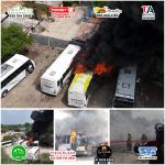 INCENDIO EN PARADA DE CAMIONES MOVILIZA A CUERPOS DE EMERGENCIA EN LINARES