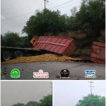 VOLCADURA DE CAMIÓN CARGADO CON NARANJAS EN LA ALLENDE–CADEREYTA