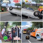 VOLCADURA Y CHOQUE ENTRE TRES VEHÍCULOS MOVILIZA A CUERPOS DE AUXILIO EN GUADALUPE