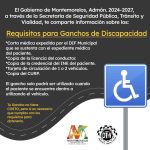 Montemorelos Informa requisitos para realizar el trámite de los #GanchosDeDiscapacidad: