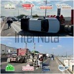 VOLCADURA DE TRANSPORTE DE PERSONAL MOVILIZA A CUERPOS DE AUXILIO EN ESCOBEDO