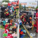 MONTERREY: VEHÍCULO VUELCA Y CAE SOBRE LA PIERNA DE UN HOMBRE; MOVILIZA A PROTECCIÓN CIVIL Y CRUZ ROJA